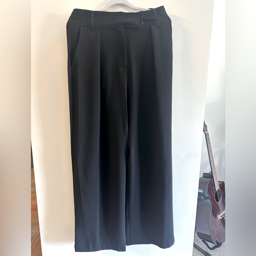 RIVER ISLAND Black High Waisted Wide Leg Trousers/Size US 8